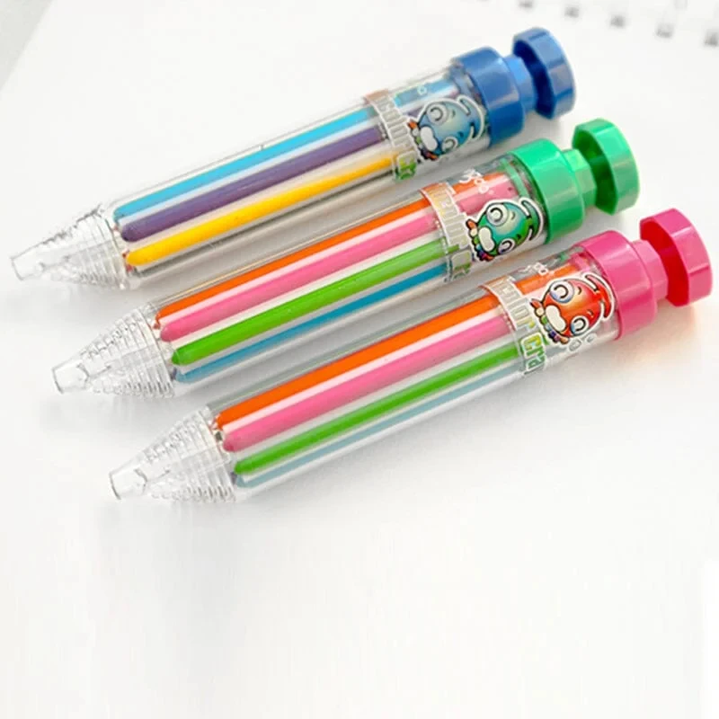 8 in 1 Multicolor Crayons Creative Push Style DIY Replaceable Oil Pastel Colored Pencil Eight Color Spinning Crayon