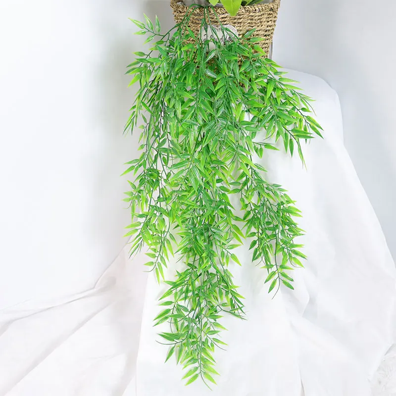 80-105cm Artificial Hanging Plants Tropical Bamboo leaf Vines Fake Grass Vine Plastic Willow leaves Wall For Garden Home Decor