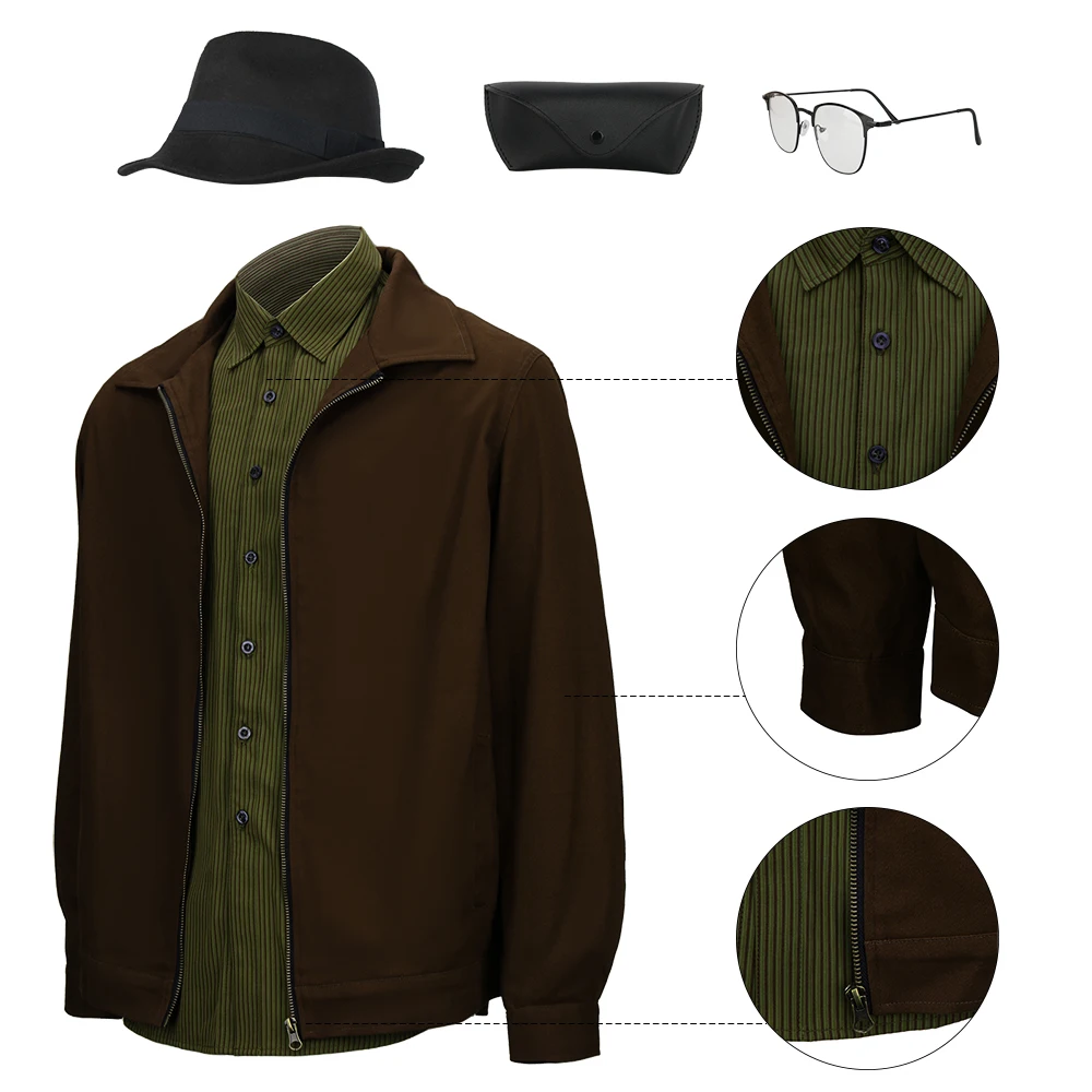 Breaking Bad Walter White Cosplay Csotume Jacket Shirt Glasses Hat Full Set Uniform Male Halloween Cosplay Outfits Adult Size