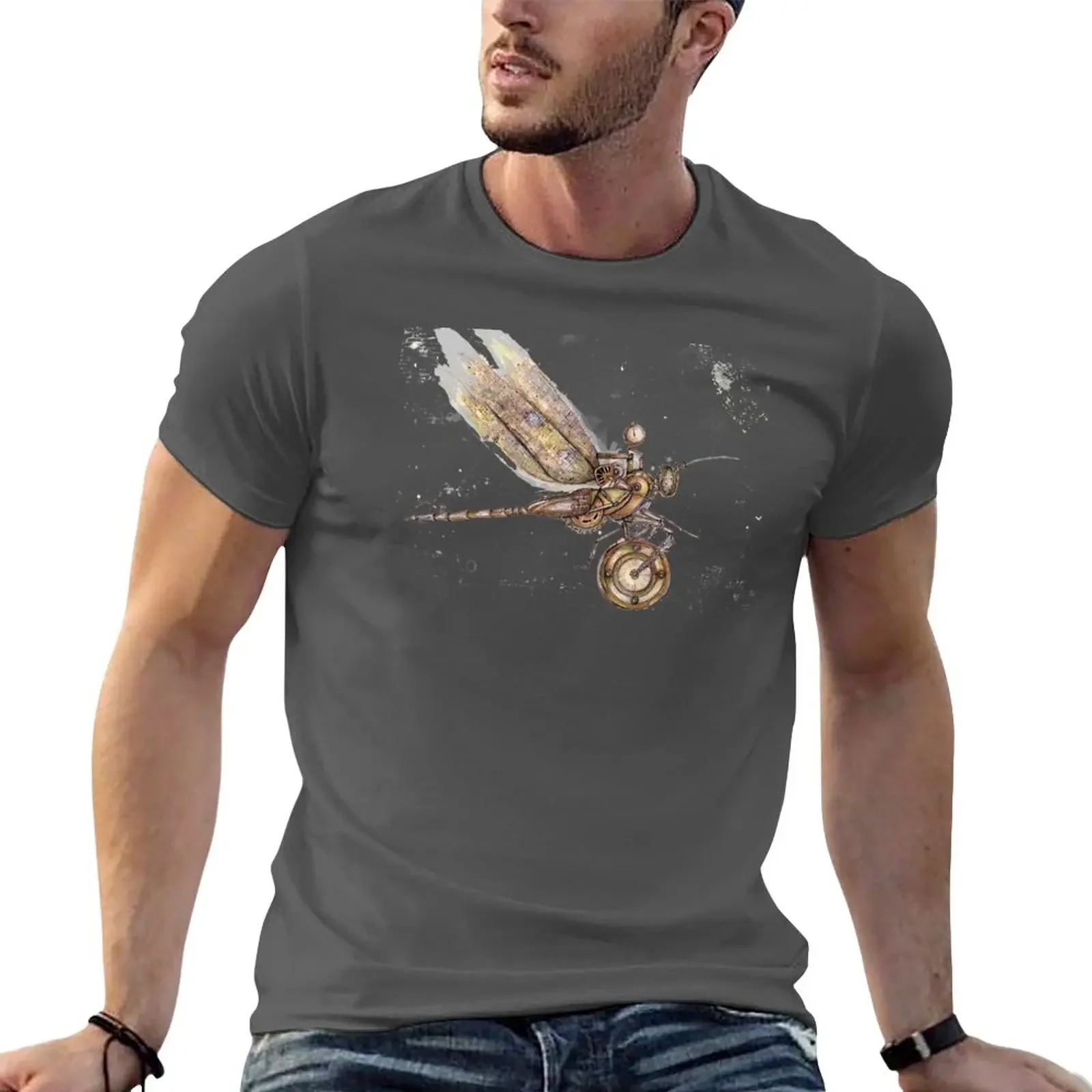 New Steampunk dragonfly T-Shirt Short sleeve custom t shirts design your own t shirts for men