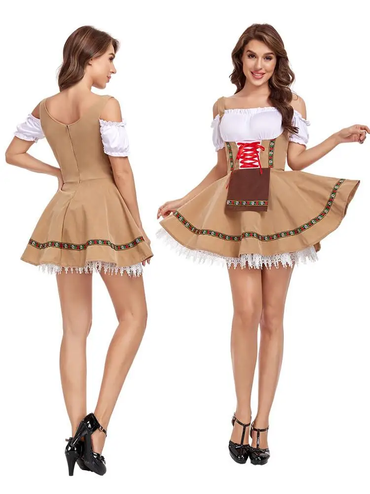 Kostium na festiwal piwa Loween, plus size, damski, tradycyjny strój etniczny na scenę, letni, 20, bez marki