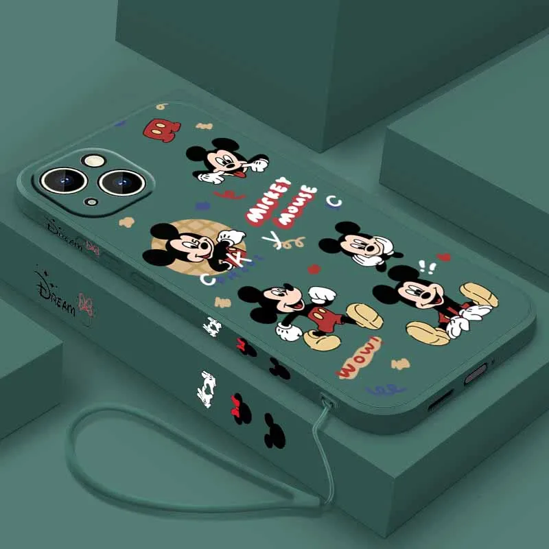 Disney Topolino Per Samsung Galaxy S25 S24 S23 S22 S21 S20 FE Lite Plus Ultra Liquido Corda Sinistra Cassa Del Telefono