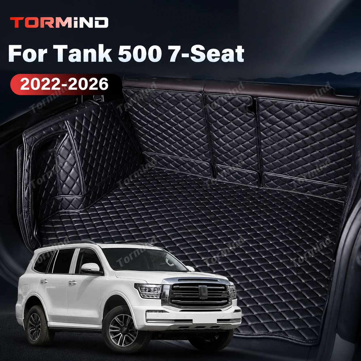 Tormind For Tank 500 7-Seat 2022-2026 25 24 Car Trunk Mats Carpet Cargo Liner Car Backrest Pad Interior Accessories Protector