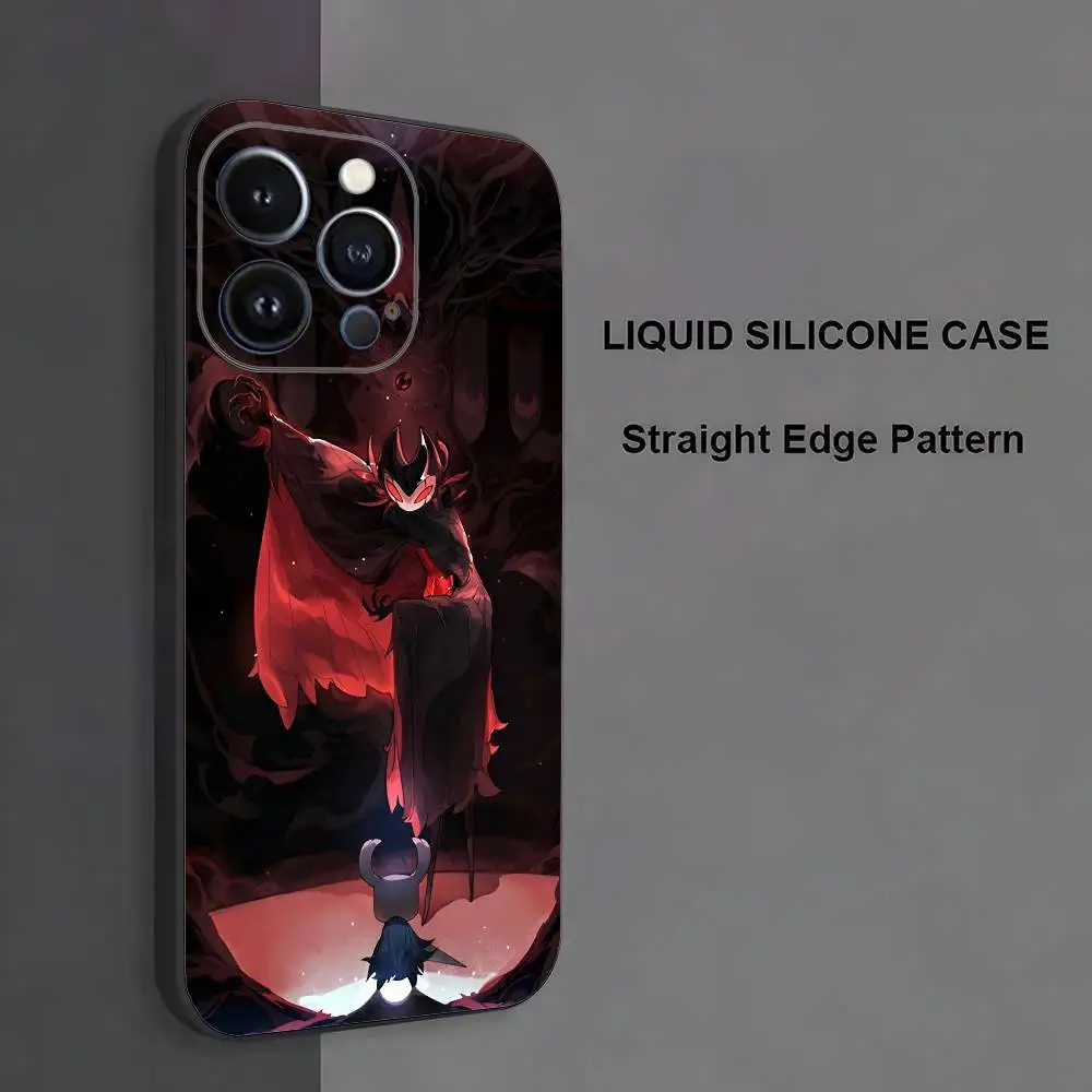 حافظة هاتف H-Hollow Game K-Knight لهاتف iPhone 17,16,15,14,13,12,11، Pro Max، XS، X، XR، SE، Mini، 8، 7، غطاء أسود من السيليكون الناعم