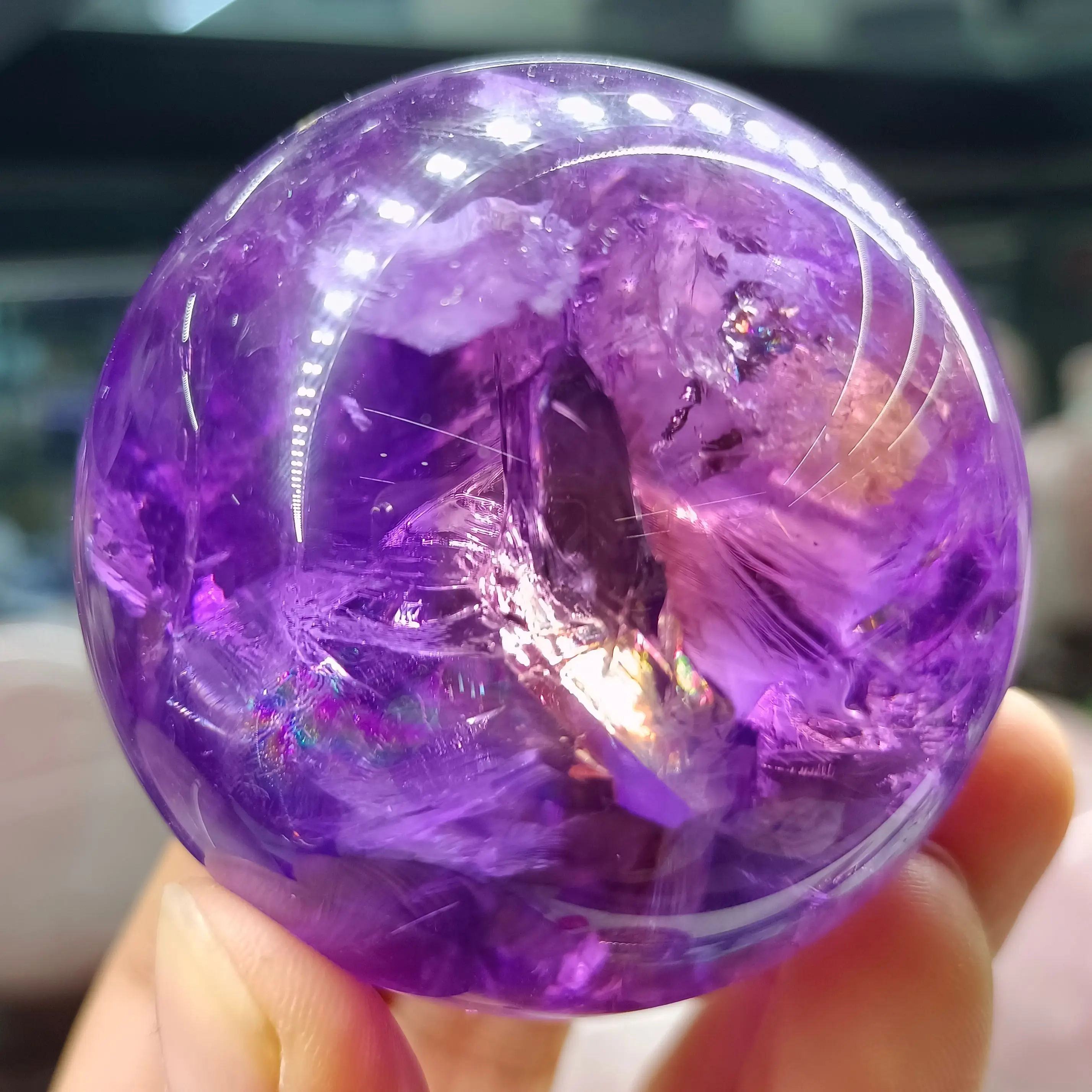 Top! Natural Purple Crystal Ball, Purple Crystal Quartz Ball, Mineral Reiki Healing, Energy, Demagnetization, Crystal Ball