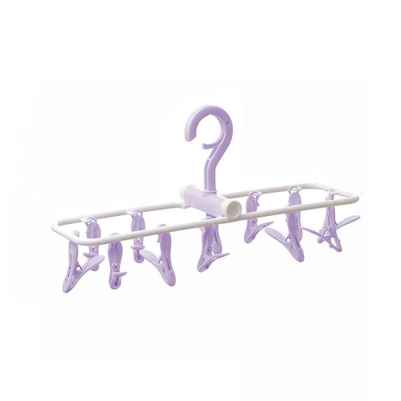 12 Clip Folding Drying Rack Underwear Socks Clip Multi-functional Clothes Rack Plastic Portable Cloth Drying Rack