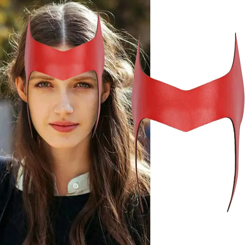 Anime Scarlet Cosplay Witch Headband Mask Leather Headwear Face Cover Halloween Costumes Party For Adult Cosplay Props