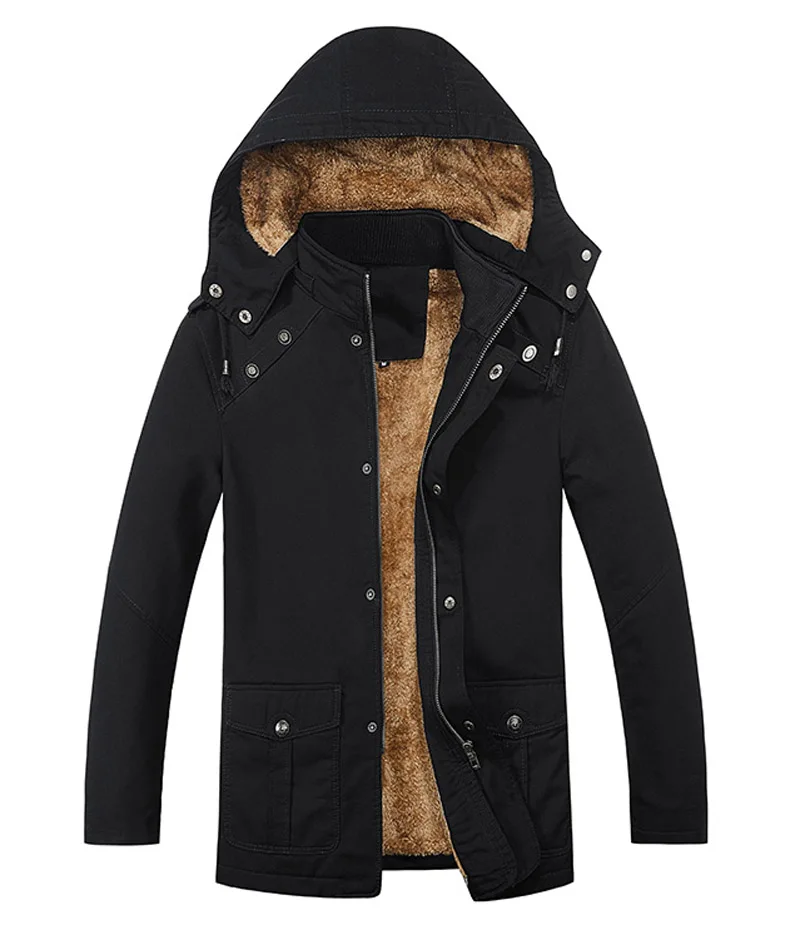 Military Cargo Coat Mens Thick Warm Man Jacket Winter Parkas Casual Cotton Padded Jacket Male Multi-Pocket Fur Hoodies Men Parka