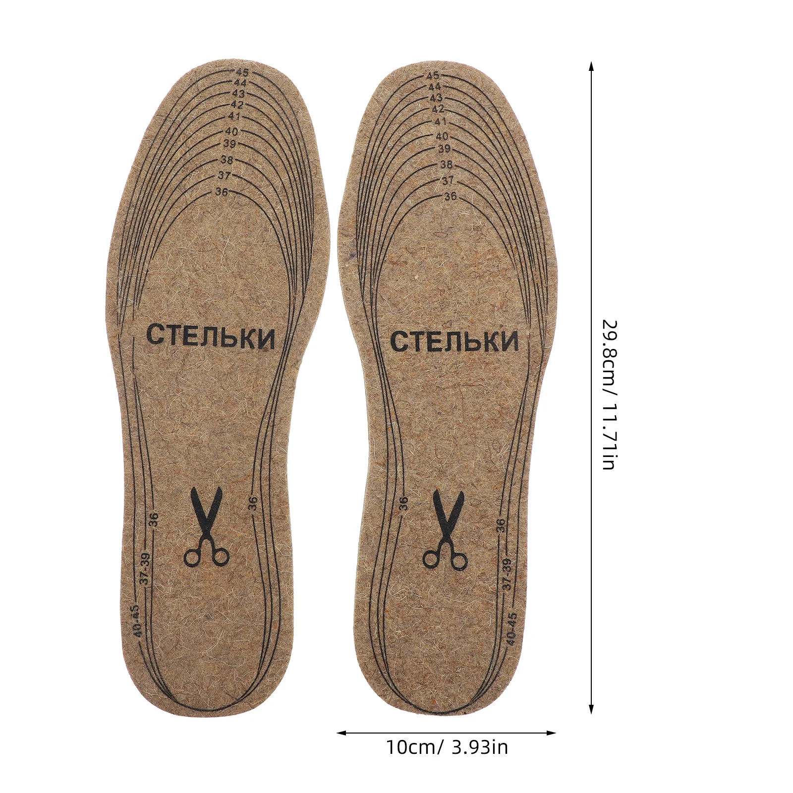 Four Pairs Wool Felt Insoles Cuttable Shock Absorbing Sole Inserts Heel Pads Keep Warm Handmade Insoles Women Boots Shoe