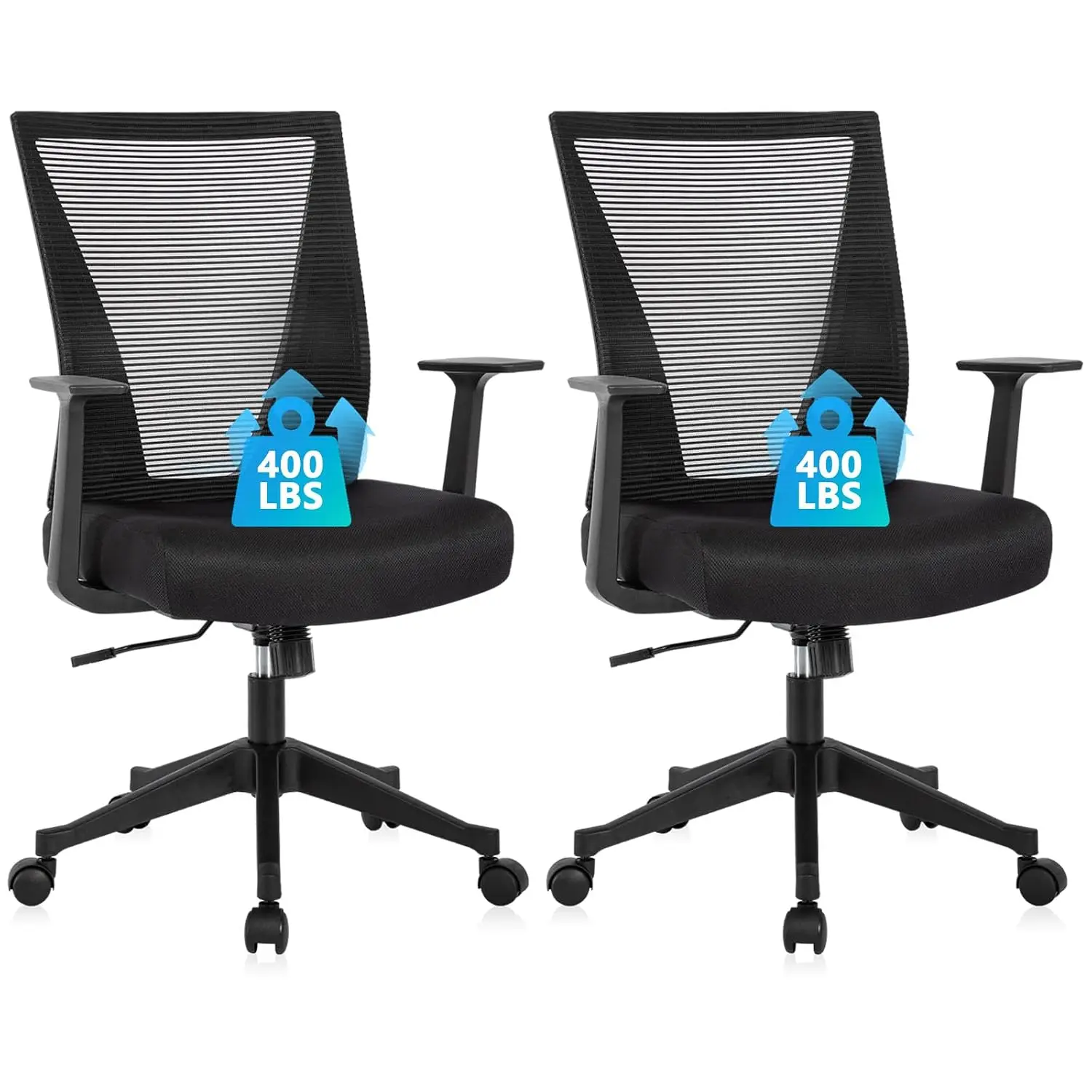 Ergonomic Mesh Office Chair with Armrests Rolling Swivel Wheels Heavy Duty for Home & Work, Black 2 Pack, Customized