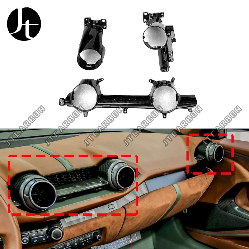 3Pcs For Ferrari 812 GTS Superfast LHD OEM Style Dry Carbon Interior Air Conditioning Port Kit Car A/C Vents Outlet Trim Covers