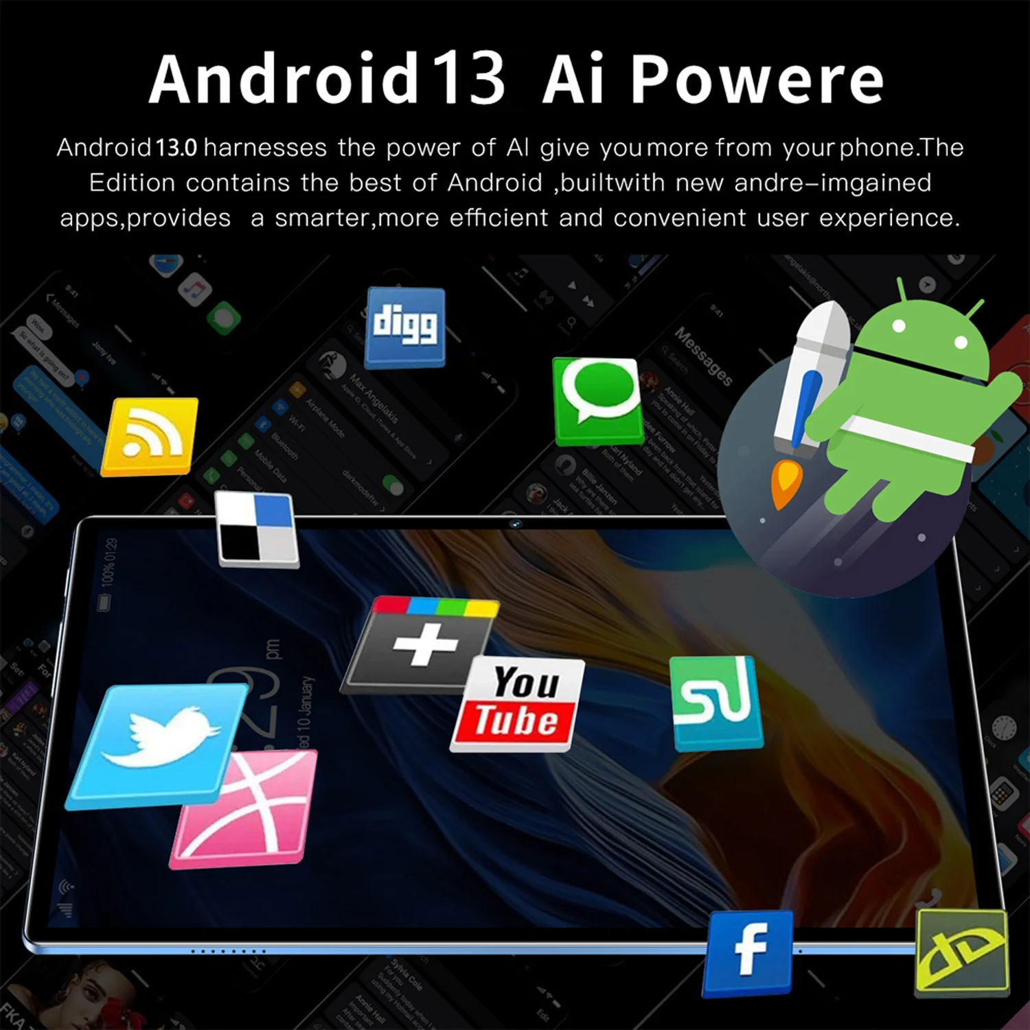 10.1 Inch IPS HD Display Android Tablet with Protective Case, 4GB RAM, 64GB ROM, 6000mAh, 3G Movable Tablets, Octa Core, Wi-Fi