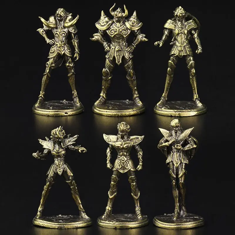 Old-fashion Brass Saint Twelve Constellations The Zodiac Armored Warrior Mini Metal Models Ornaments DIY Decoration Crafts