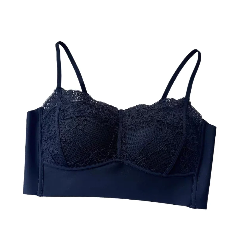 New Female Lace Tube Seamless Wireless Bra Support Push Up Gather Underarm Bulge Adjustable Straps Comfort Everyday Wear