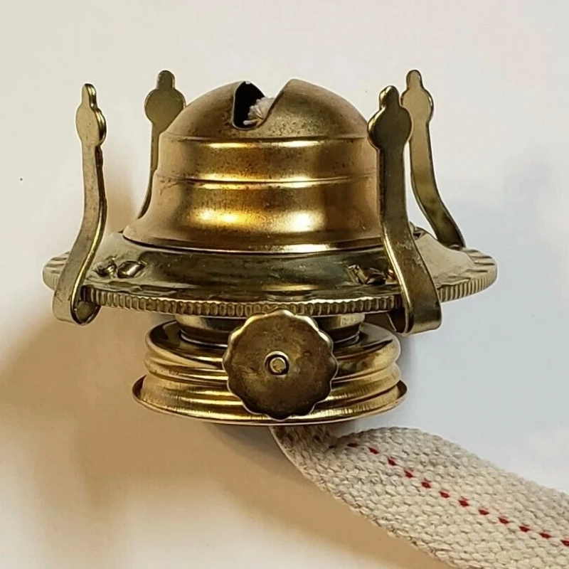 Oil Lamp Holder  BRASS PLATED OIL BURNER WITH WICK #2 REMOVABLE SCREW ON COLLAR