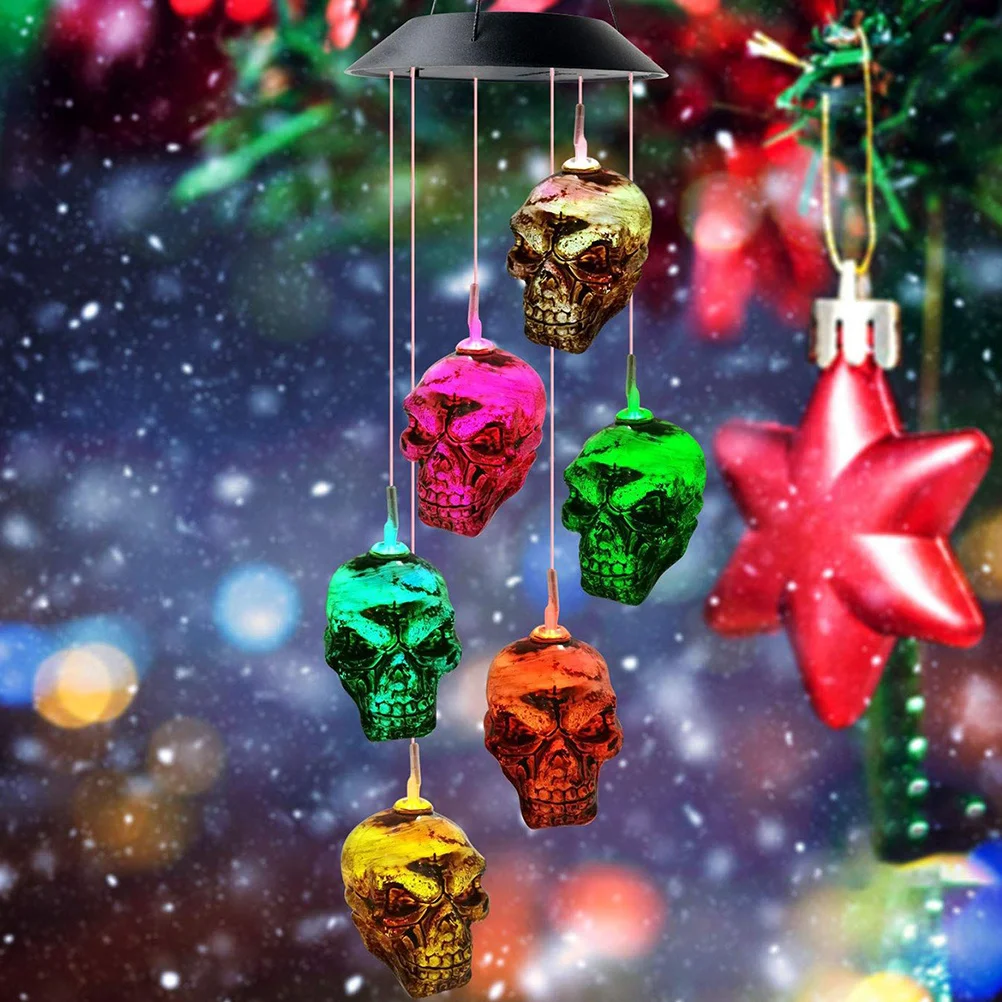 

Halloween Solar Wind Bell Lamp Decor Garden Hanging Lights Waterproof Solar Panel Durable Decorative Light