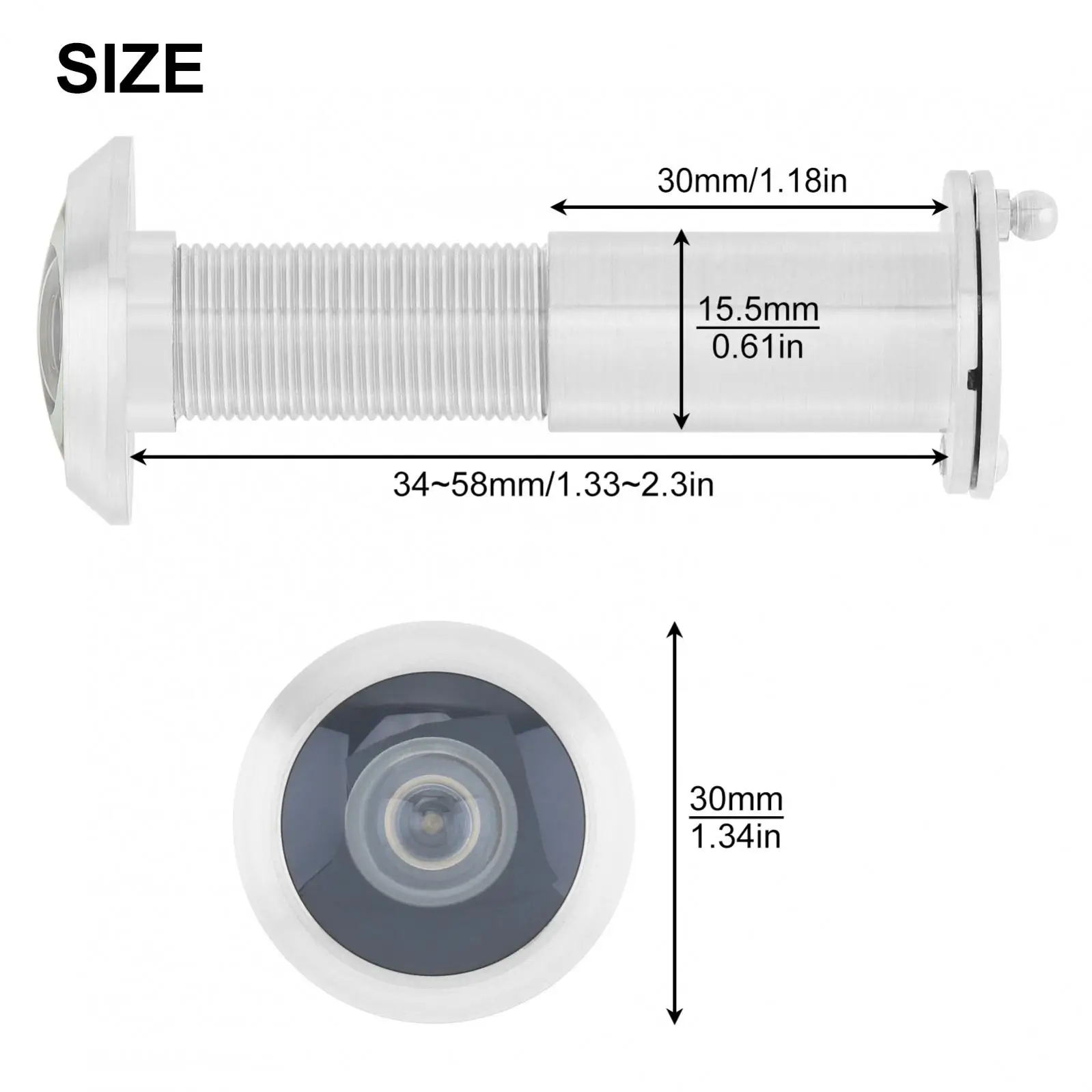 16mm 200 Degree Door Viewer Security Peek Peep Holes for 1.33inch to 2.3inch Door with Rotating Privacy Cover, Drill Bit