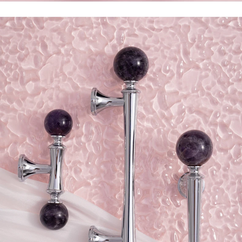 Crystal style cabinet handle with chrome finished brass base — product image 9