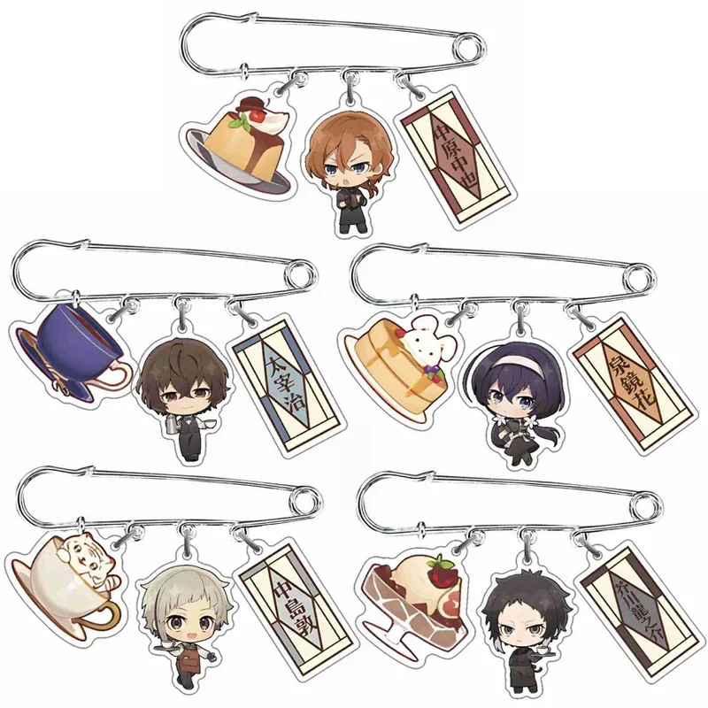 Anime BSD Wenhao Cão Selvagem Broche Pin, Bolo De Café Série Personagens, Dazai Osamu Coleção Pingente, Roupas Peito, Presente Da Jóia