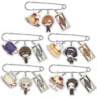 Anime BSD Wenhao Wild Dog Brooch Pin Coffee Cake Series Characters Dazai Osamu Pendant Collection Breastpin Clothes Jewelry Gift