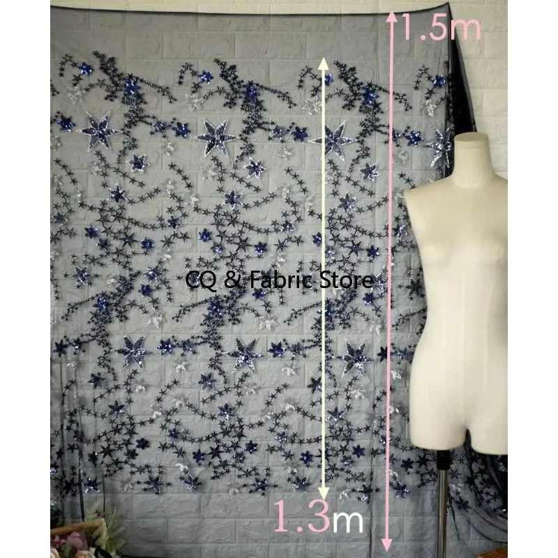 Sequins Lace Fabric Shining Star Tulle Mesh Material Fabric for Bridal Gown Dress Clothing Curtain Accessories