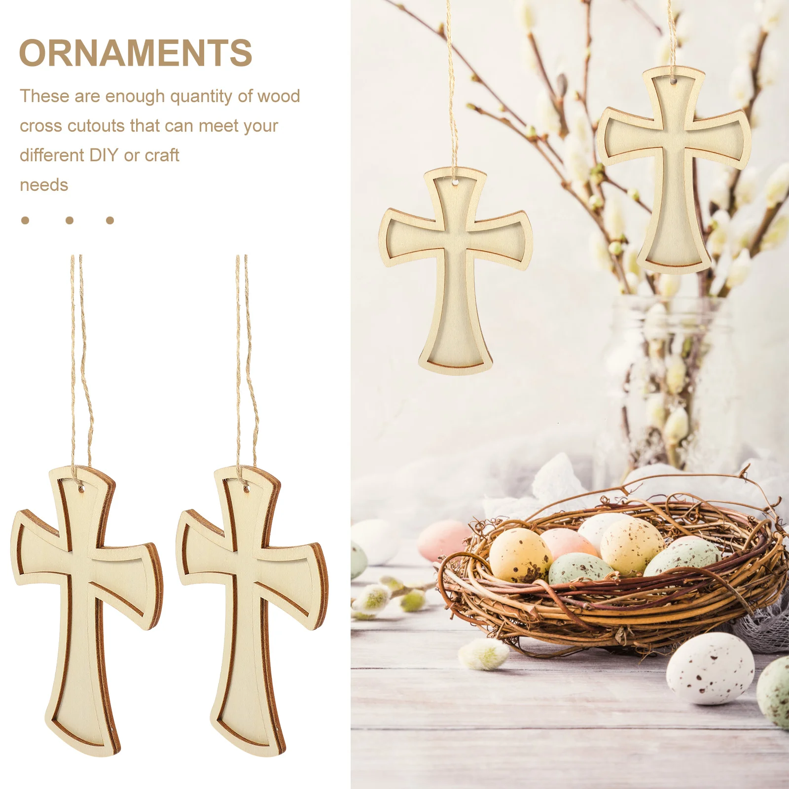 

1Set Wooden Cross Slices DIY Unfinished Wood Cutouts for Crafting Hanging Ornaments Blank Cross Shapes Smooth Safe for Children