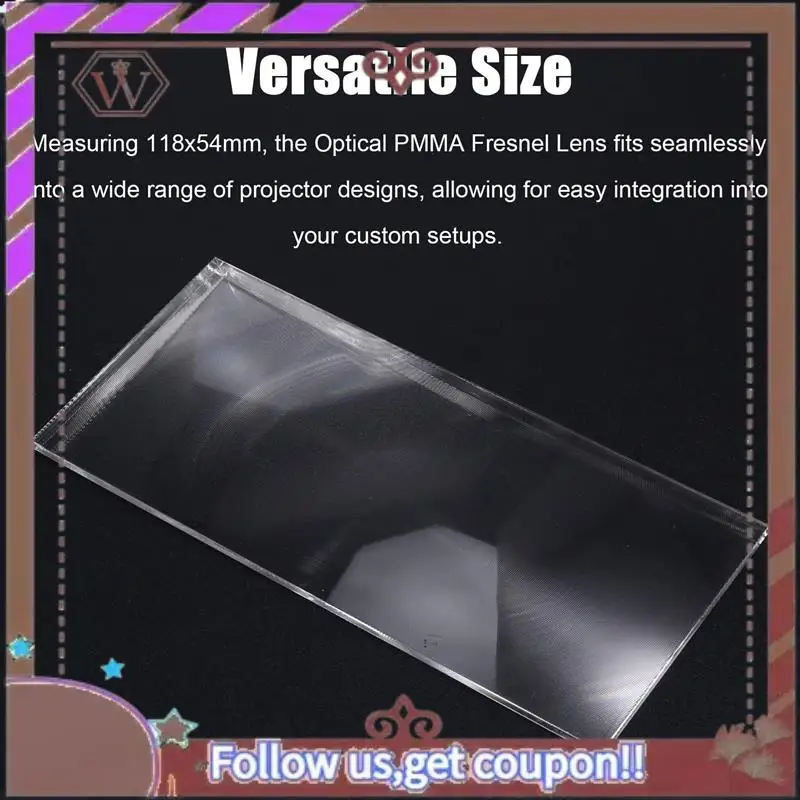 ABBG-2X Optical PMMA Fresnel Lens Focal Length 118X54mm Focal Length 185Mm Plane DIY Projector