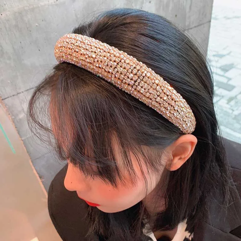 Ins Fashion Women Headbands Full Crystal Head Bands Sparkly Padded Rhinestones Hairbands Red White Headdress Hair Accessori