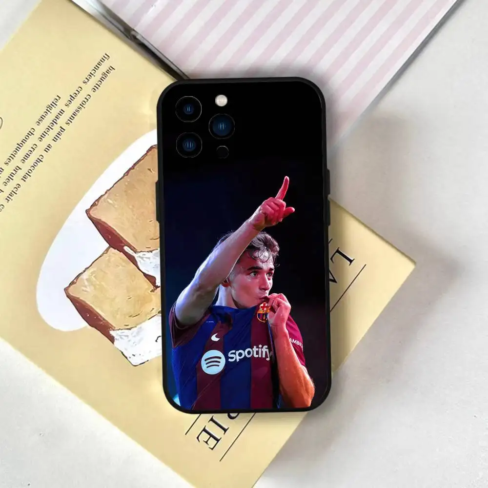 جراب هاتف Gavi Pedri لهاتف IPhone17 16 15 14 13 Pro Max 11 12 غطاء سيليكون أسود صغير