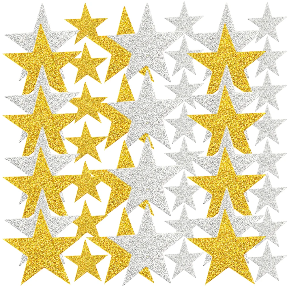 

200 Pcs Star Stickers Decorative Stars Sparkle Glitter Gold and Silver Christmas Decorations Eva School Child