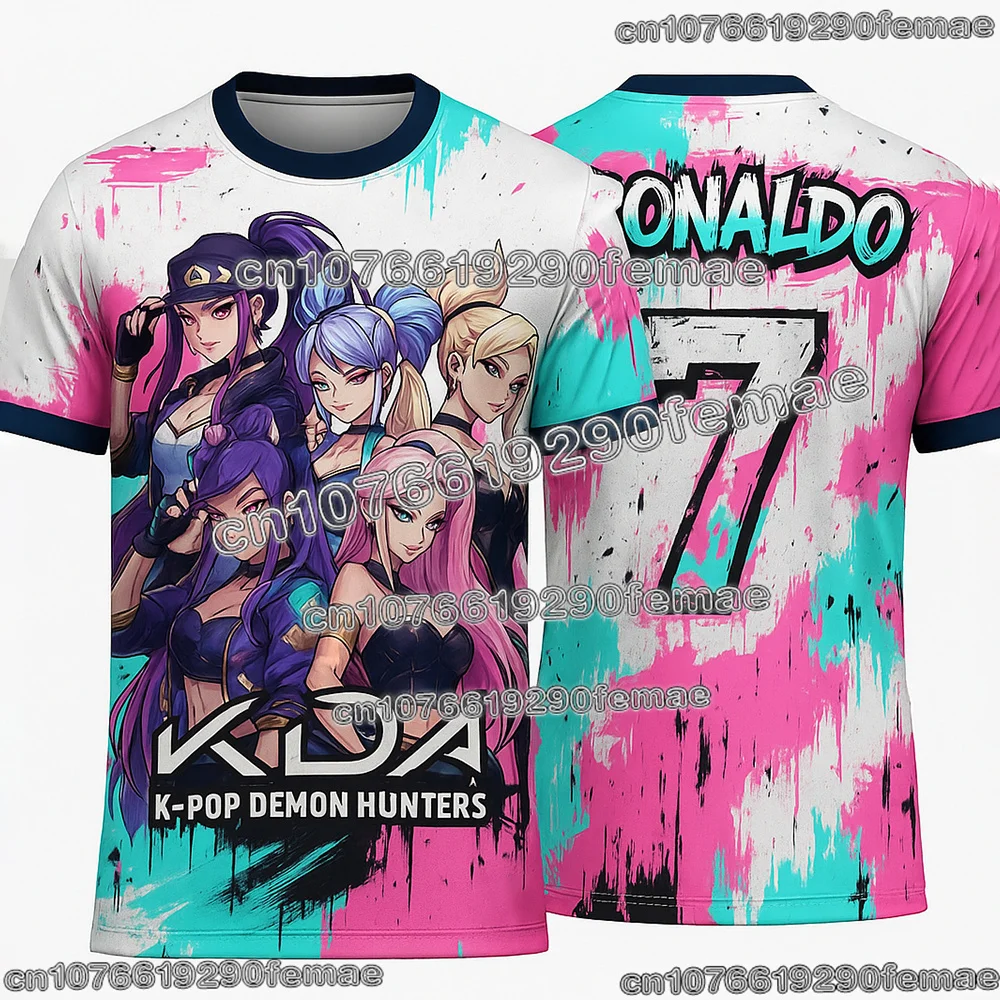 جديد رونالدو ثلاثية الأبعاد مطبوعة الكرتون أنيمي تي شيرت الاطفال الكبار كرة القدم كرة القدم مروحة الطبعة التدريب جيرسي ملابس رياضية مريحة #3