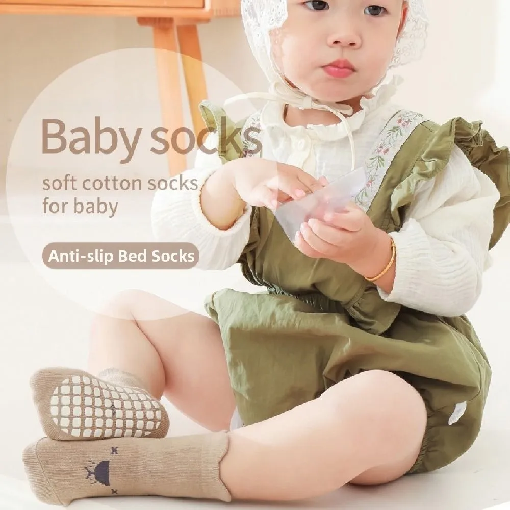 5 pares de calcetines para caminar, calcetines antideslizantes para el suelo del bebé, calcetines suaves y lindos para niños, calcetines de tubo corto de moda Kawaii para uso en interiores