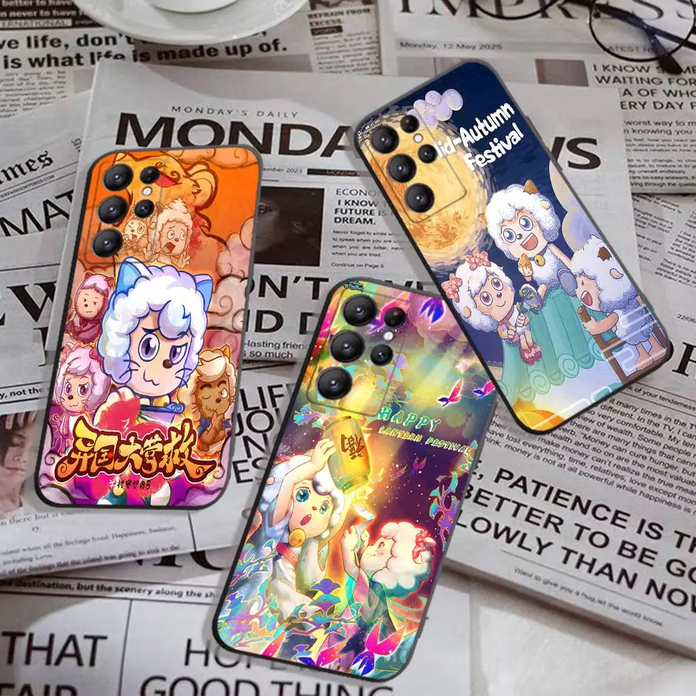 Pleasant Goat And Big Big Wolf Phone Case For Samsung S 24 Fe 25 Ultra Plus 20 Lite 21 30 22 23 24 22 Ultra 5G Fundas
