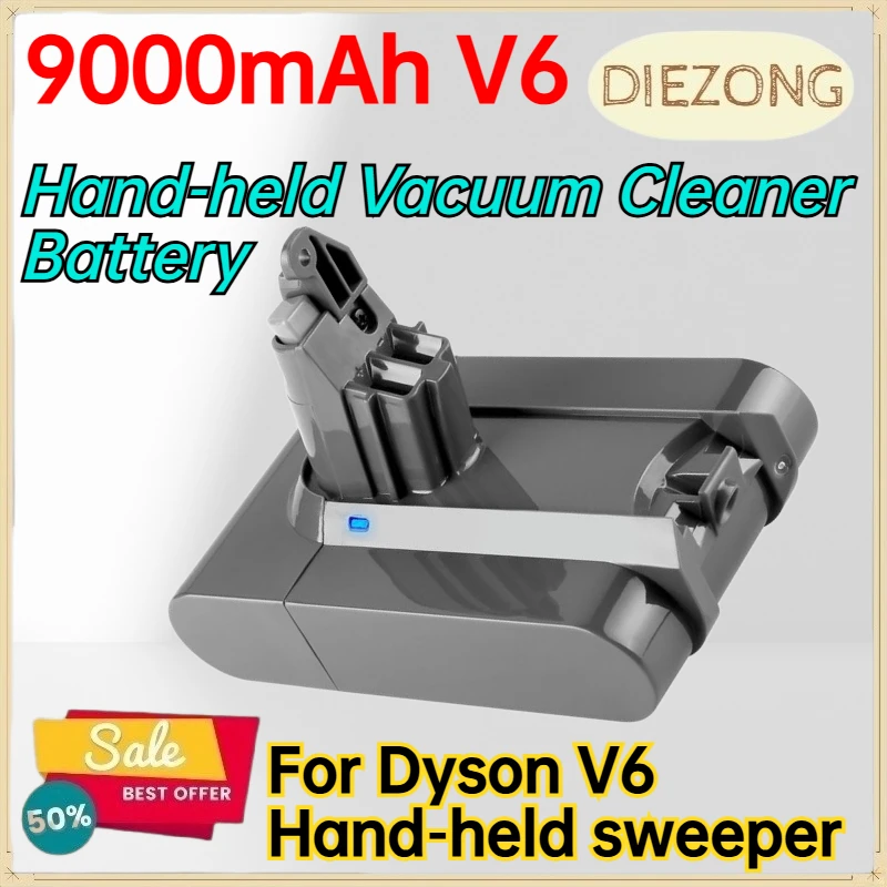 9000mAh V6 Hand‑held Vacuum Cleaner Battery for Dyson V6 Hand‑held sweeper Aftermarket‑replacement rechargeable battery