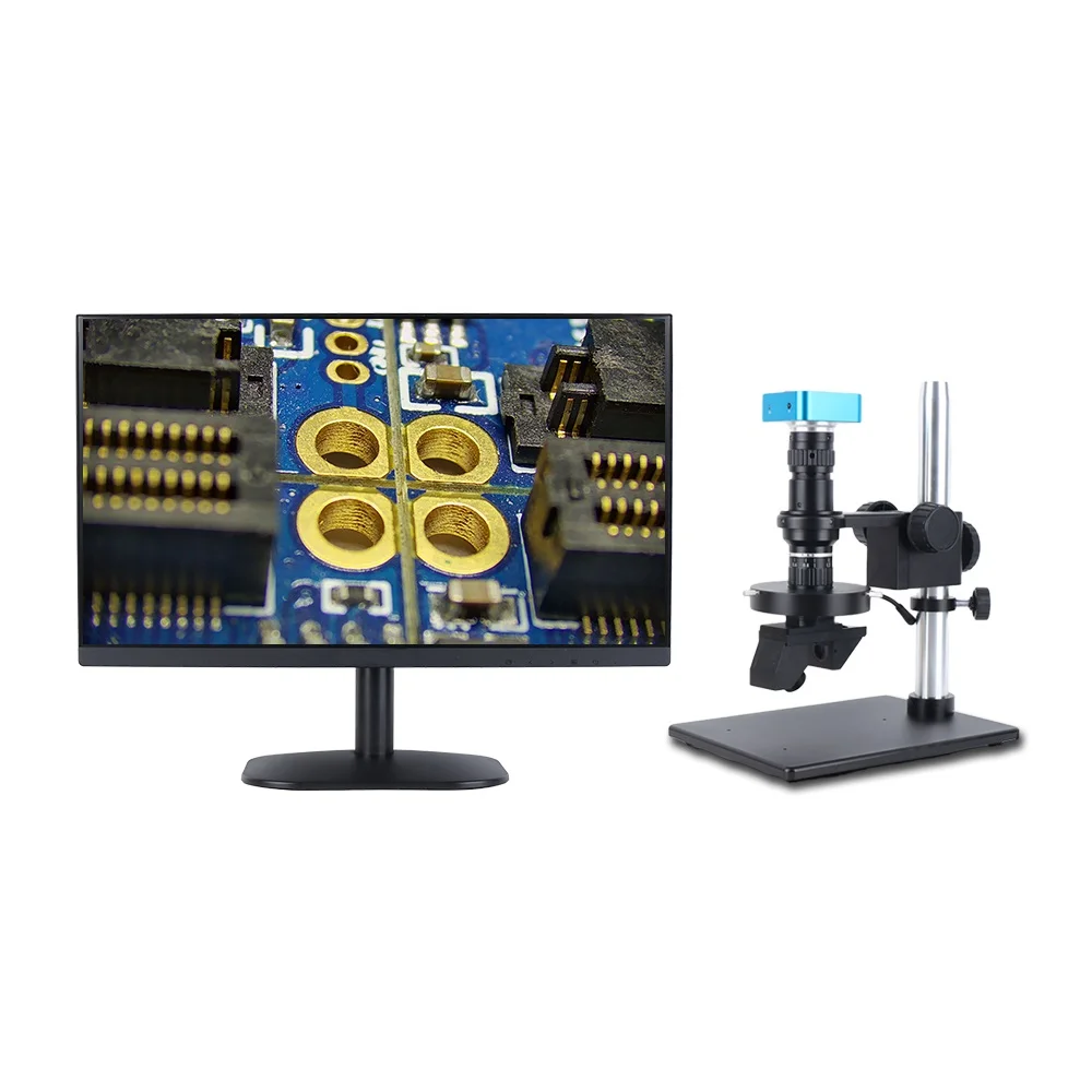 3D Three-dimensional HD Monocular Video Microscope 20X-150X 60fps LED Display Camera Set with External Display Support