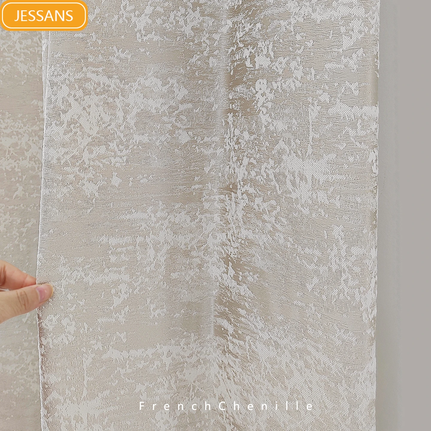 

High Precision Jacquard Cream Curtains for Living Room Bedroom French Window Balcony Customized Finished Partition Curtains
