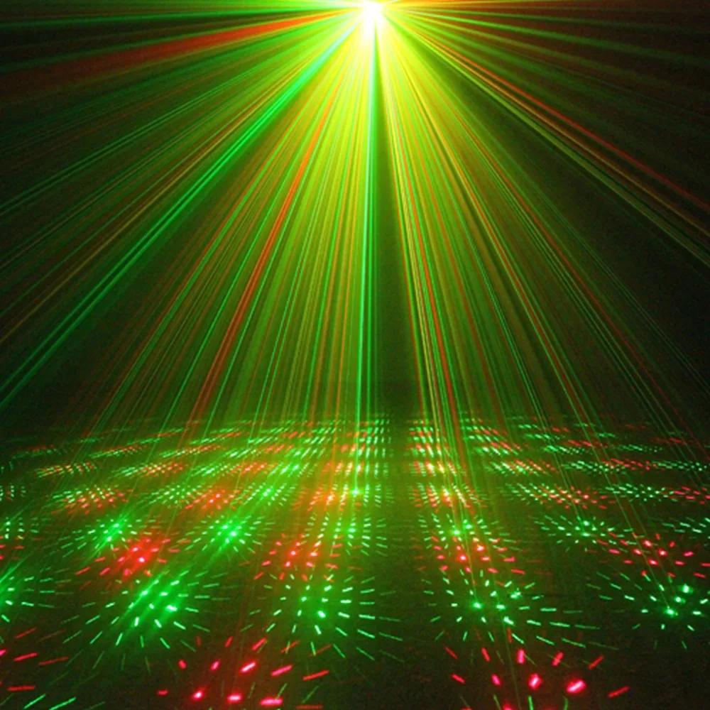 Mini lampe de budgétaire de météore de laser de musique de faisceau vert rouge, lumières de ciel clignotantes pour DJ, KTV, maison, spectacle de Noël, fête, éclairage d'étoile de scène