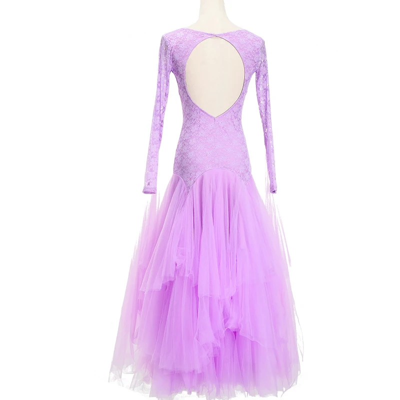 Vestido de baile padrão feminino, renda laranja, valsa, dança flamenco, traje adulto avançado, competição de salão, vestidos de dança