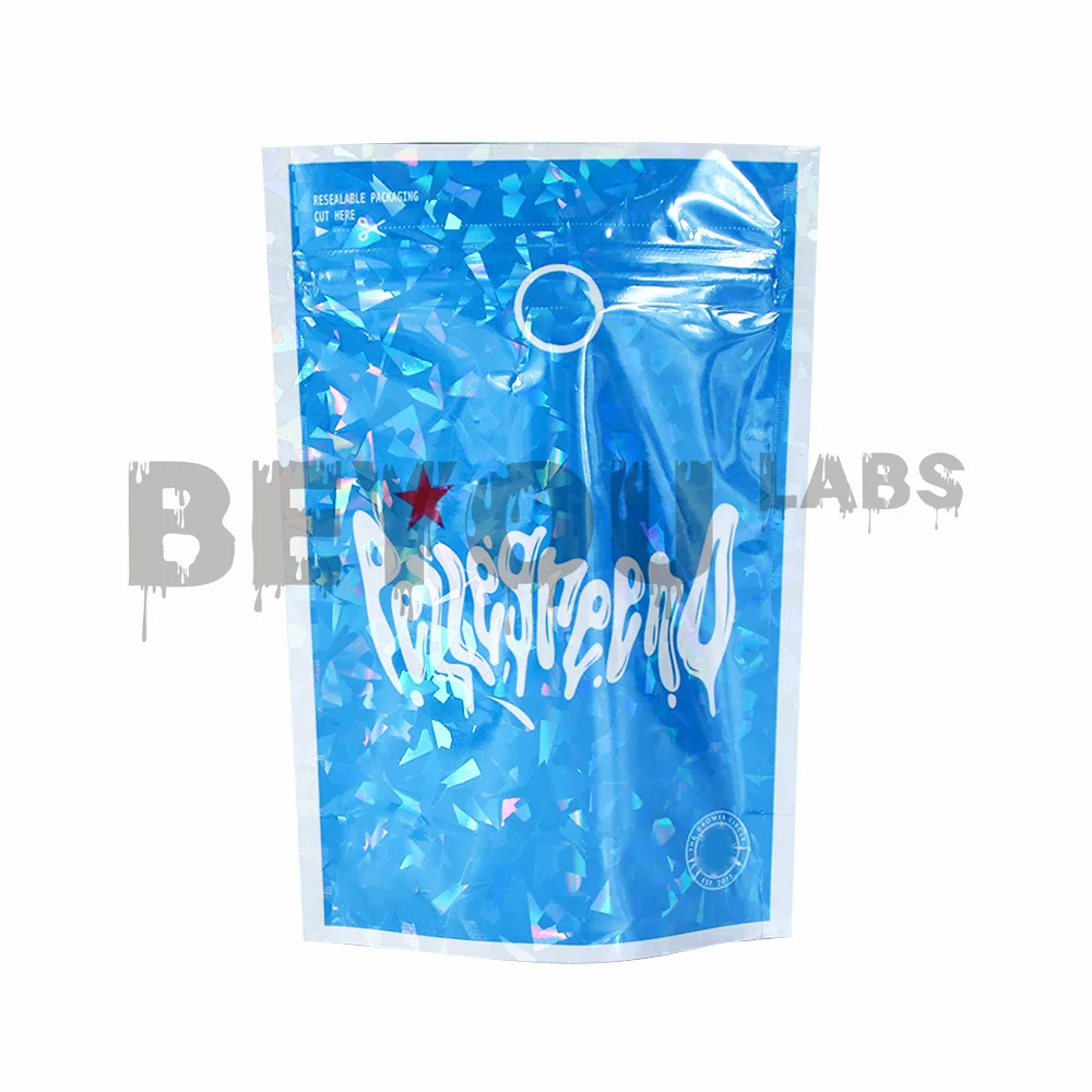 3.5G Zip Lock Bag Waterproof Smellproof Food Storage Bags Reusable Pouch Stand Up Pouches Laser Reflective Package Customize