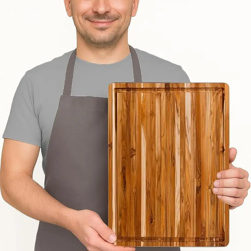 Placa de escultura em madeira pequena com certificação FSC com ranhura de suco e óleo mineral EON para segurança de facas