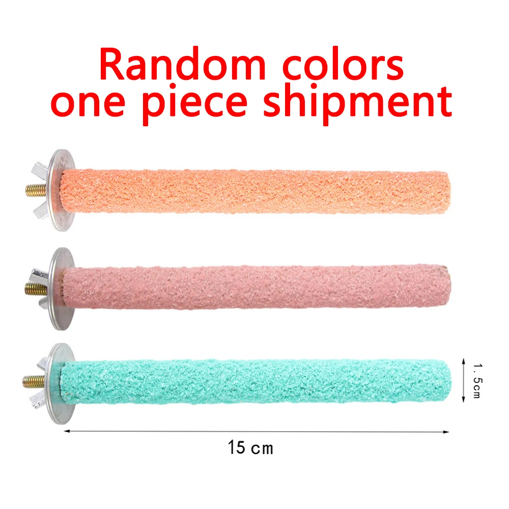 1PC Zufällige Farben Papagei Barsch Papagei Käfig Zubehör Vogel Barsch Ständer Spielzeug Farbige Quarz Sand Schärfen Pfote Spielzeug Fit für Vögel – Detail 7