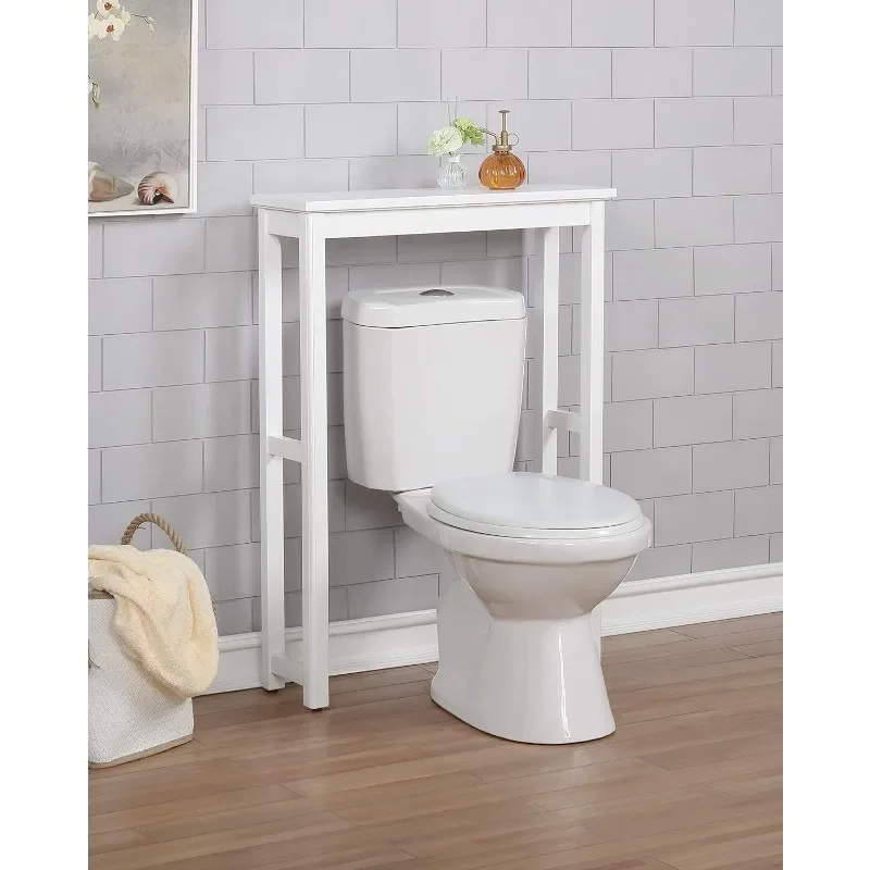 Dorset 27  X 9  White Wood Toilet Base Cabinet with 23  X 34  X 7 7/8  Storage Compartment, Clean Lines