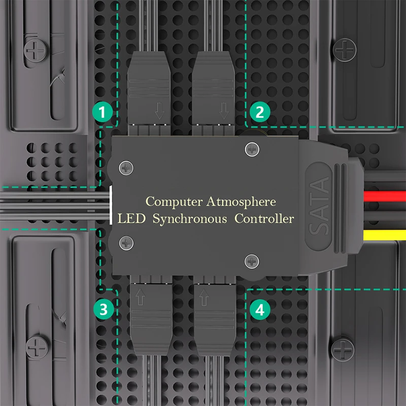 4 Port 5V 3PIN RGB Fan LED Controller Computer Atmosphere Light Synchronization Controller with USB2.0 9Pin Cable for Desktop PC