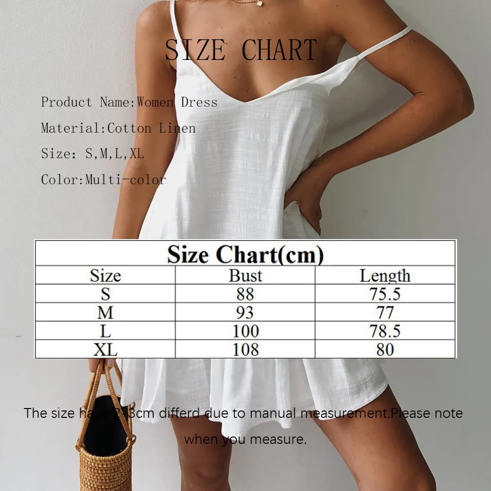 แฟชั่นสลิง V คอชุดผู้หญิง Causal ผ้าฝ้ายผ้าลินิน Vintage ชุดราตรีเซ็กซี่ Sundress