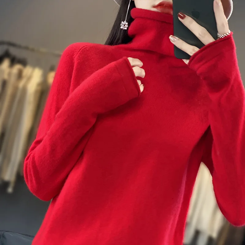 New Autumn And Winter Knitted Pullover High-Neck Sweater, A Fashionable And Comfortable Long-Sleeved Women's Top-RY266