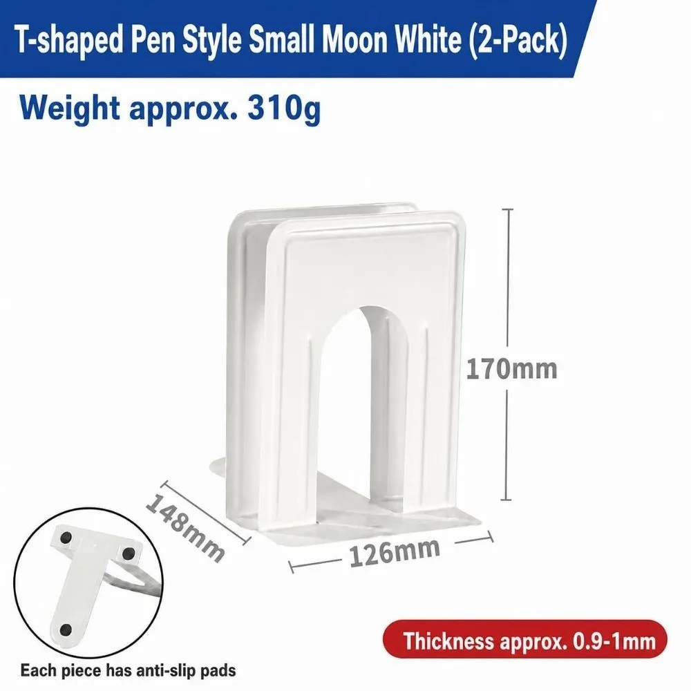 2Pcs Durable Metal Metal Bookends Round Top T-Shape Book Supports Non Slip Non-slip Book Holder Students