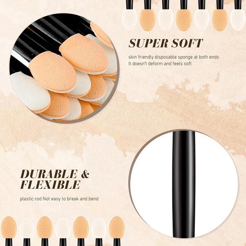 Top-500 Pcs Eyeshadow Applicators Disposable Eye Makeup Applicators Eye Makeup Brushes Eyeshadow Double Sided Applicators