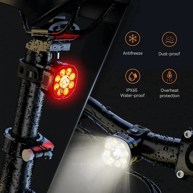 Imagem -03 - Luzes de Bicicleta Recarregáveis Usb Luzes Dianteiras e Traseiras Ip65 Impermeável Luzes de Bicicleta para Estrada e Montanha Mais Modos