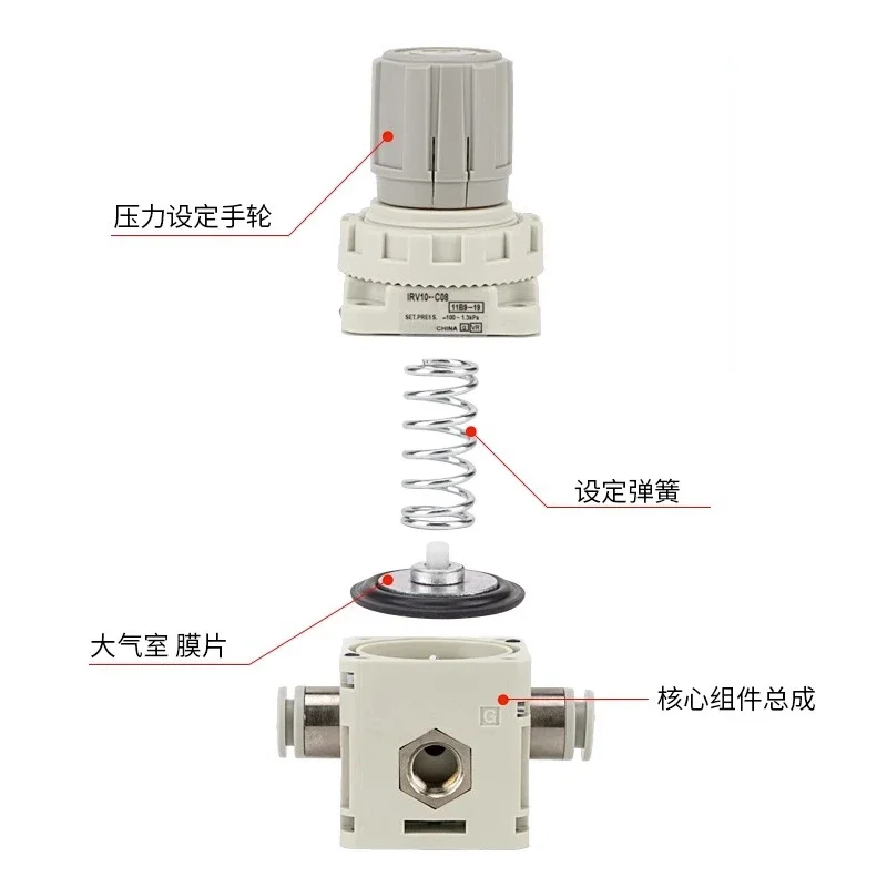 IRV Negative Pressure Vacuum Regulator IRV10/IRV20 Straight Elbow Fittings With Pressure Gauge Digital Pressure Switch Regulator