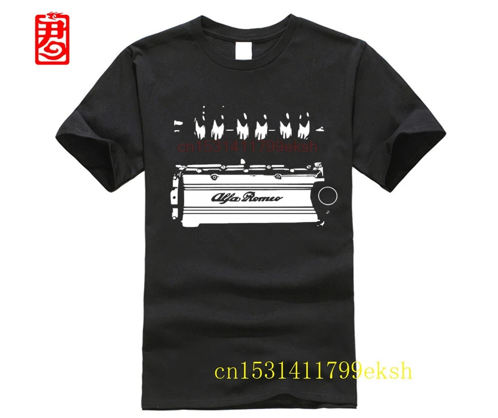 2024 Summer New Cool Tee Shirt Romeo T Shirt V6 Busso GTV GTA 166 155 GT Alfa Legend Engine Car Gift Cotton T-shirt